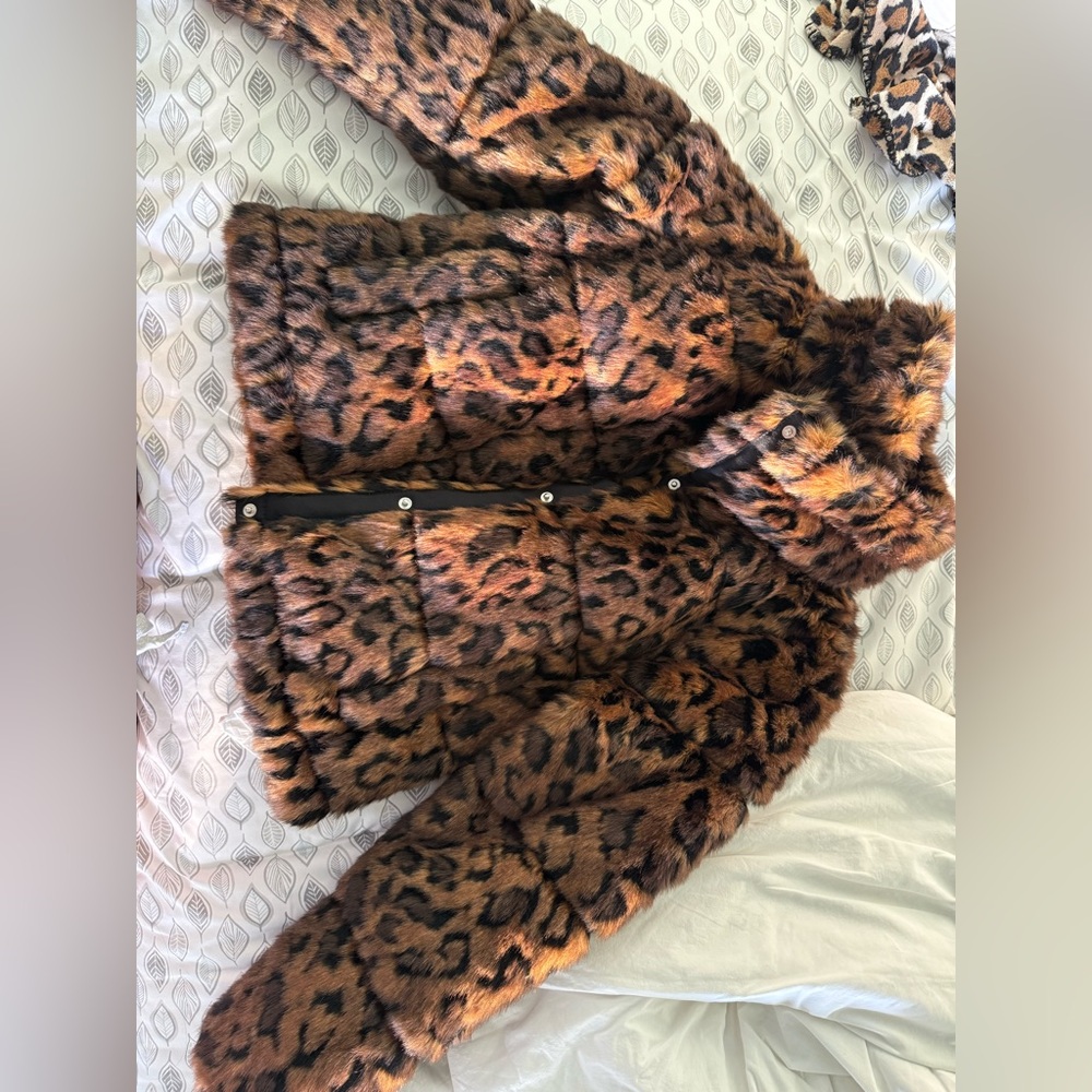 Abercrombie Faux Fur Leopard coat